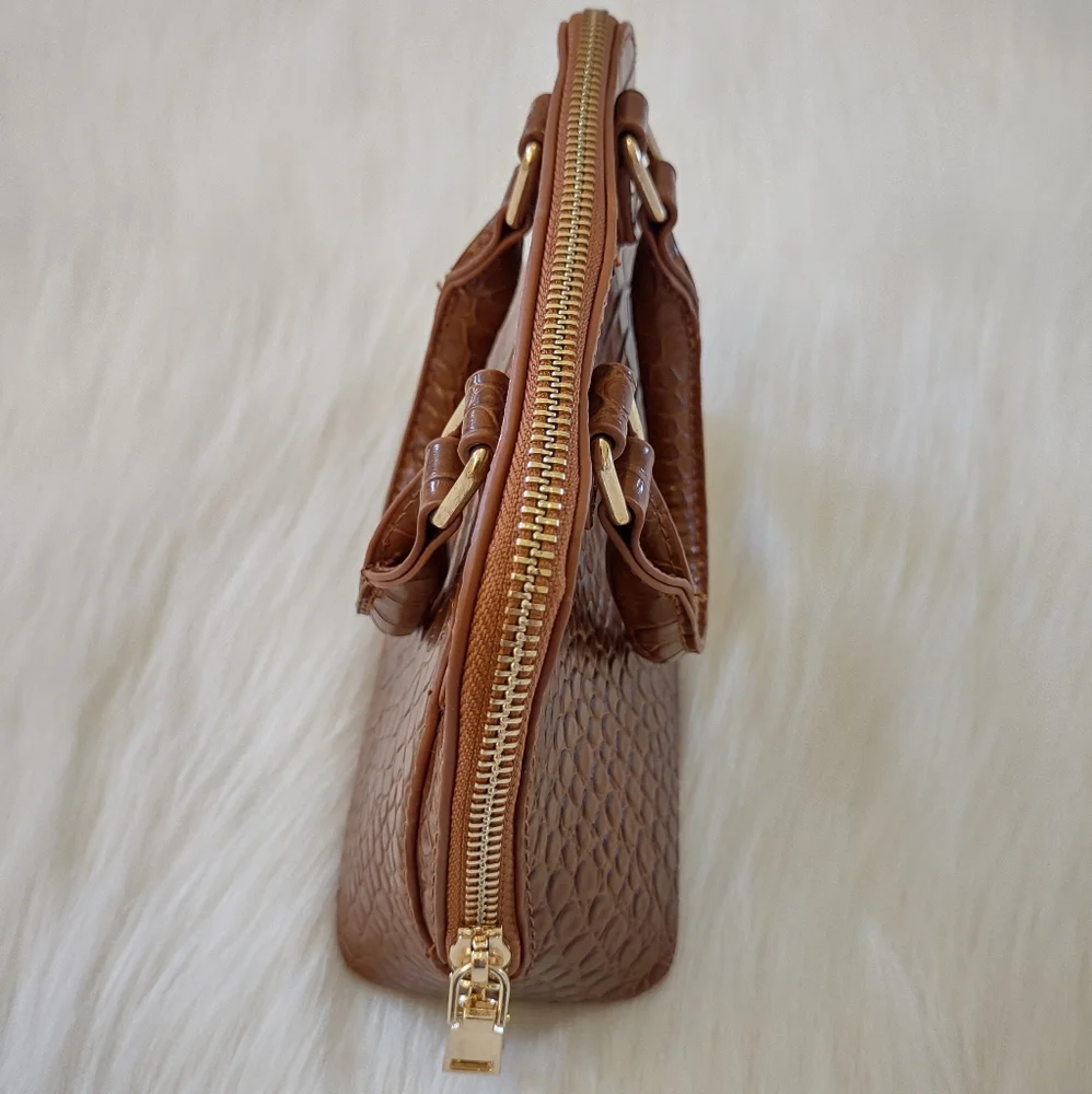 Madison West Tan Croc Print Small Cosmetic Bag - Picture 6 of 10